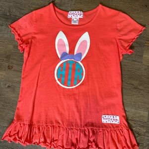 Ruffle Girl Red Bunny Ears Kids Tee